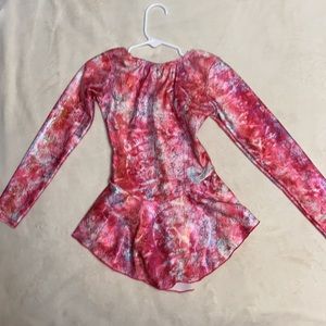 Pink metallic figure skating dress